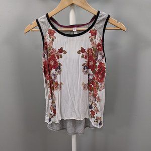 Xhilaration Women's White Floral Side Front Top, S